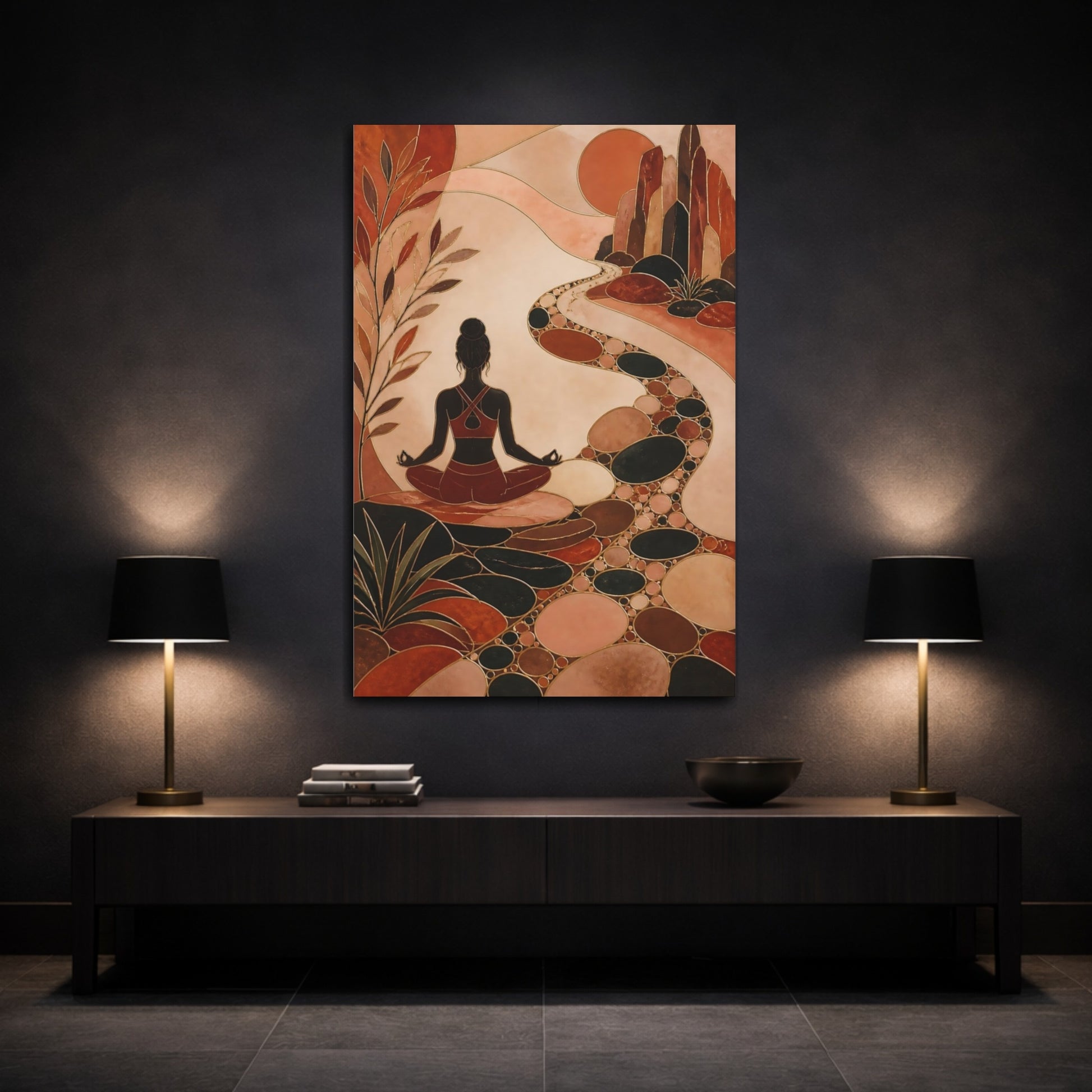 Mockup 3. Yoga Meditation Path shown as canvas print