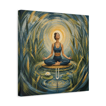 Side Mockup 6. Yoga Meditation Woman shown as canvas print