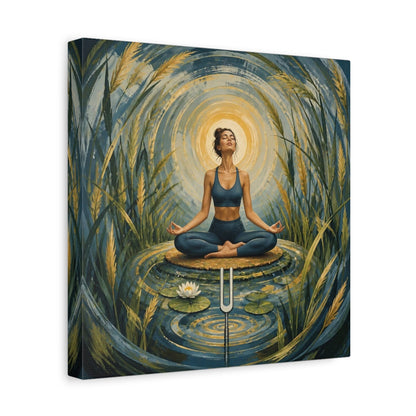 Side Mockup 8. Yoga Meditation Woman shown as canvas print