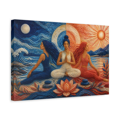 Side Mockup 4. Yoga Meditation Women shown as canvas print