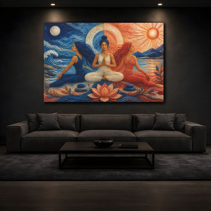 Mockup 3. Yoga Meditation Women shown as canvas print