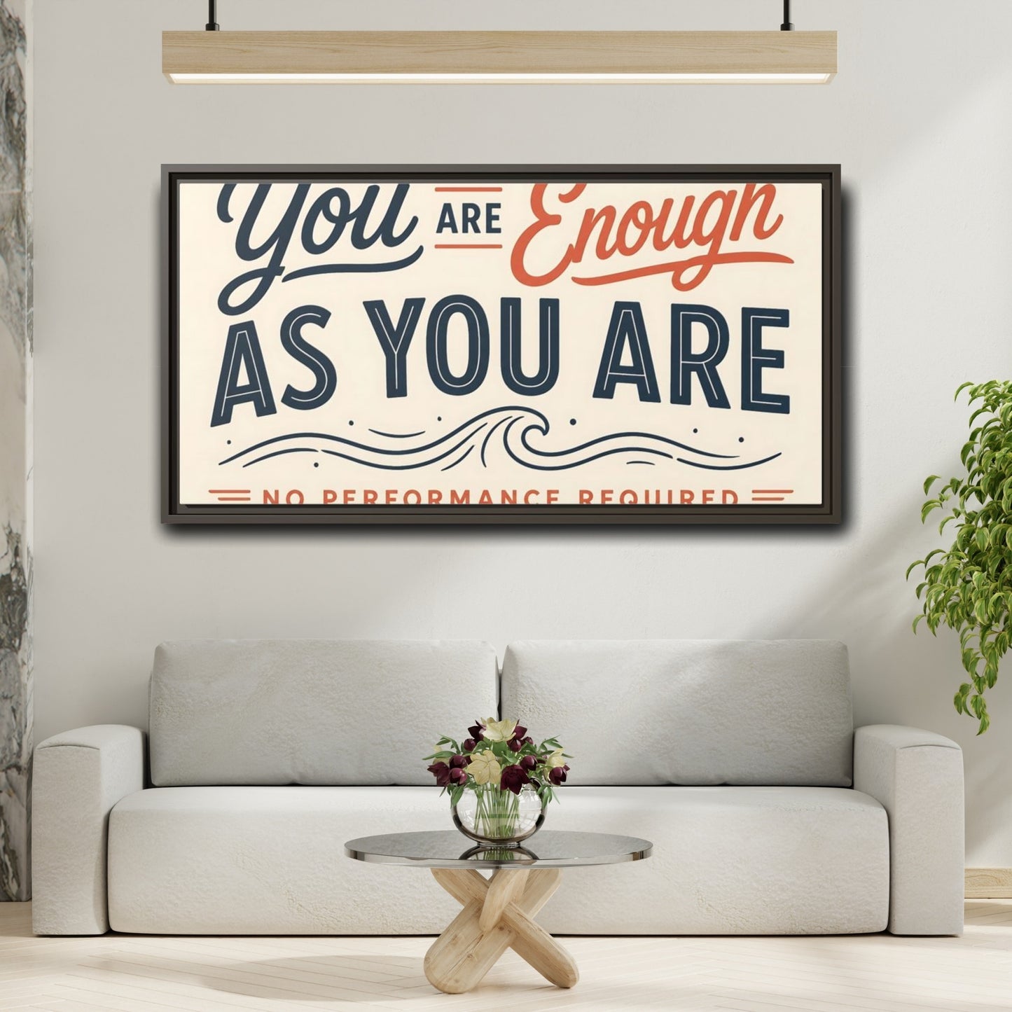 Mockup 2. You Are Enough Quote shown as framed canvas print
