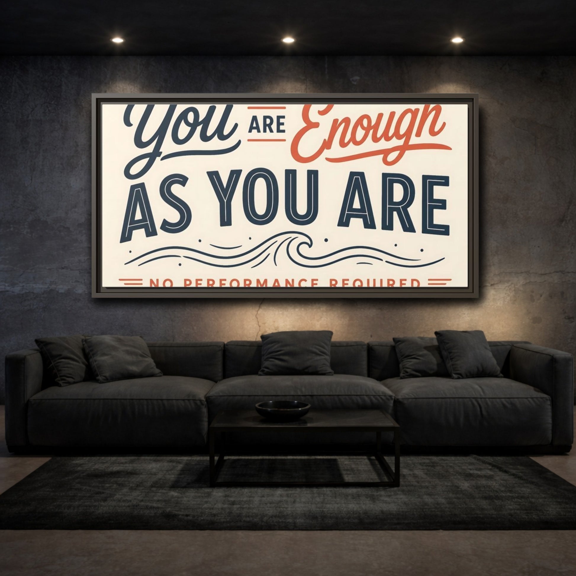 Mockup 3. You Are Enough Quote shown as framed canvas print