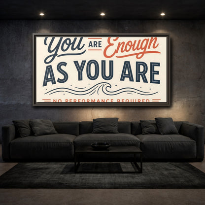 Mockup 3. You Are Enough Quote shown as framed canvas print