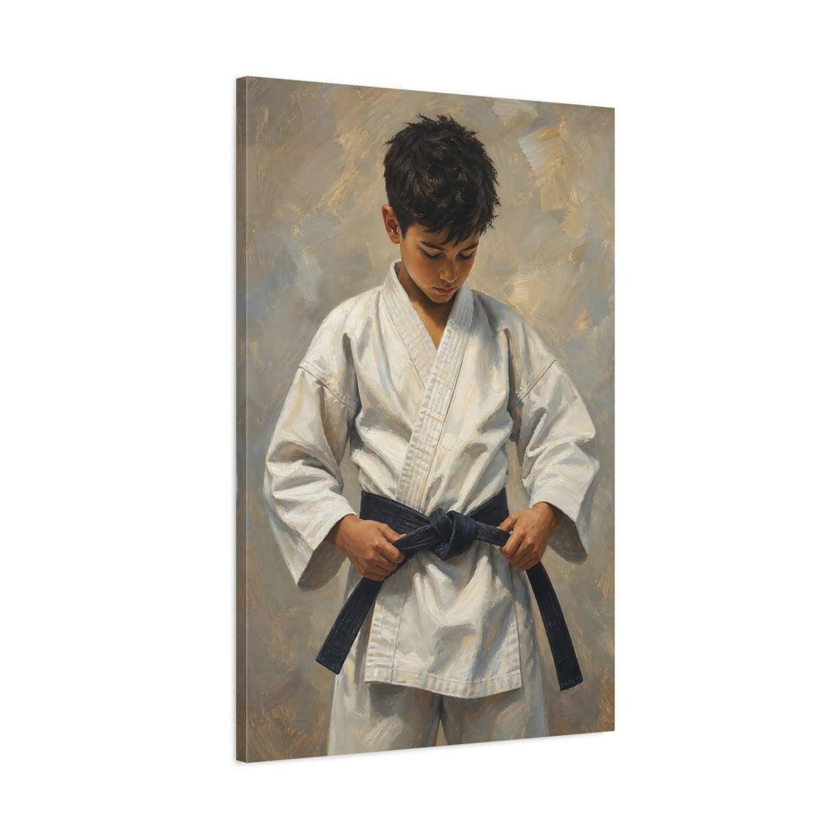 Main Mockup. Young Karate Student shown as canvas print