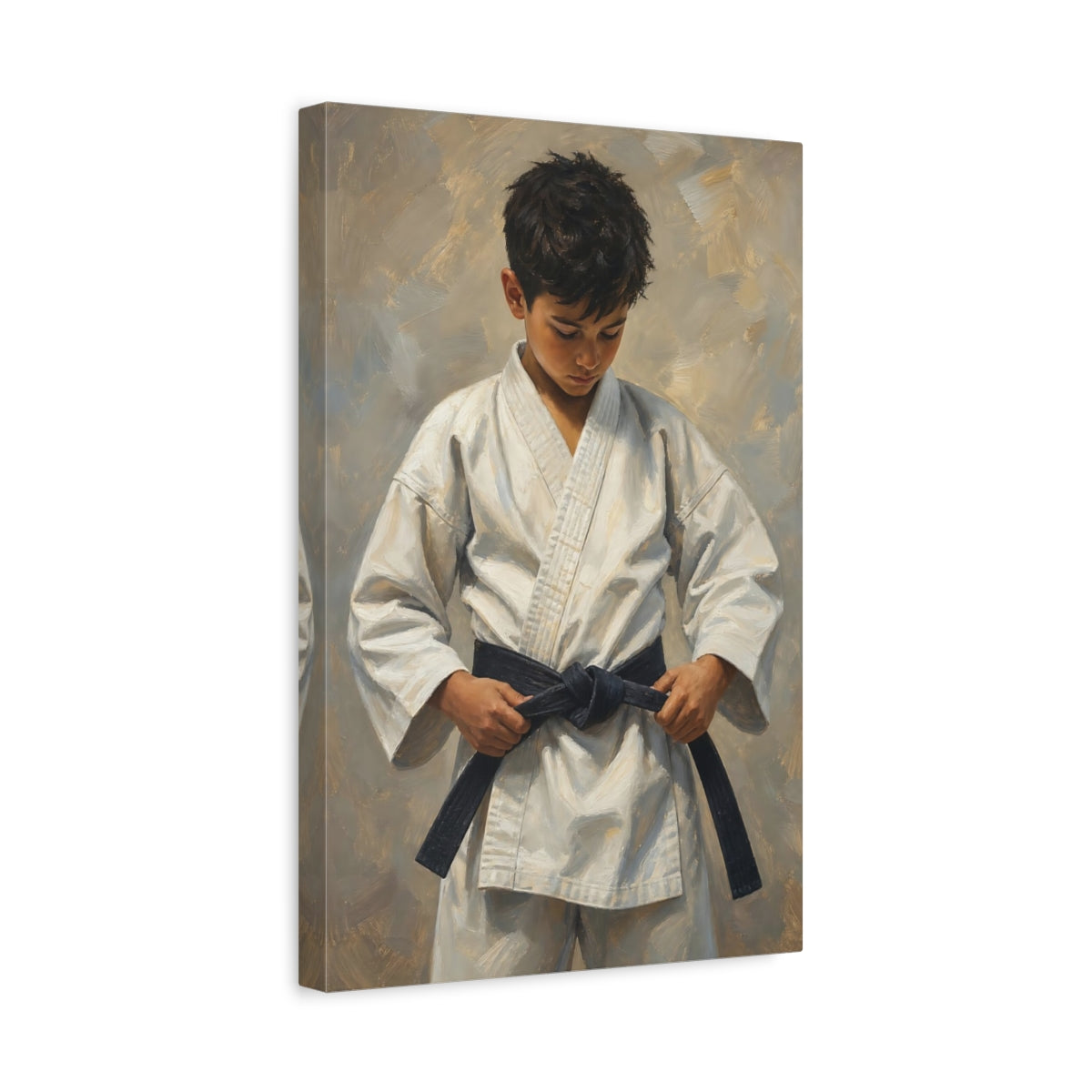 Side Mockup 4. Young Karate Student shown as canvas print