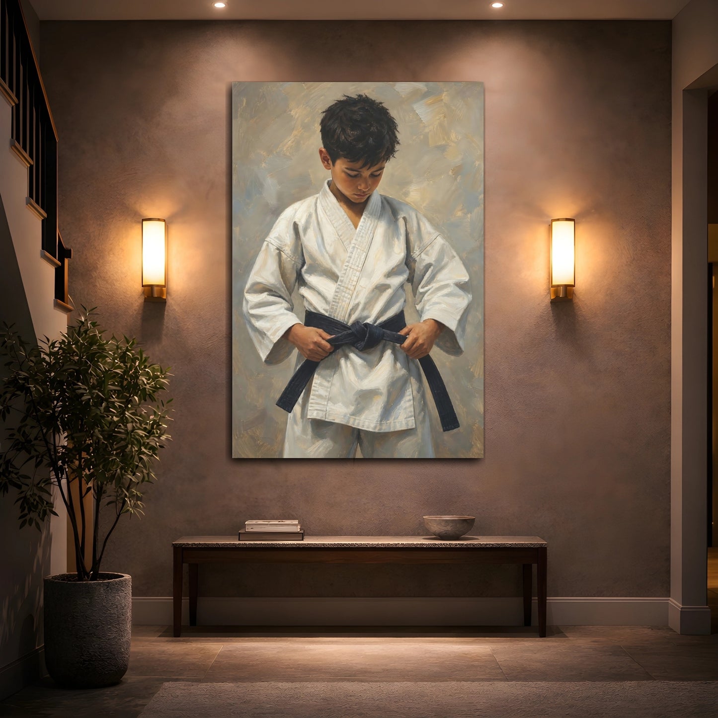 Mockup 2. Young Karate Student shown as canvas print