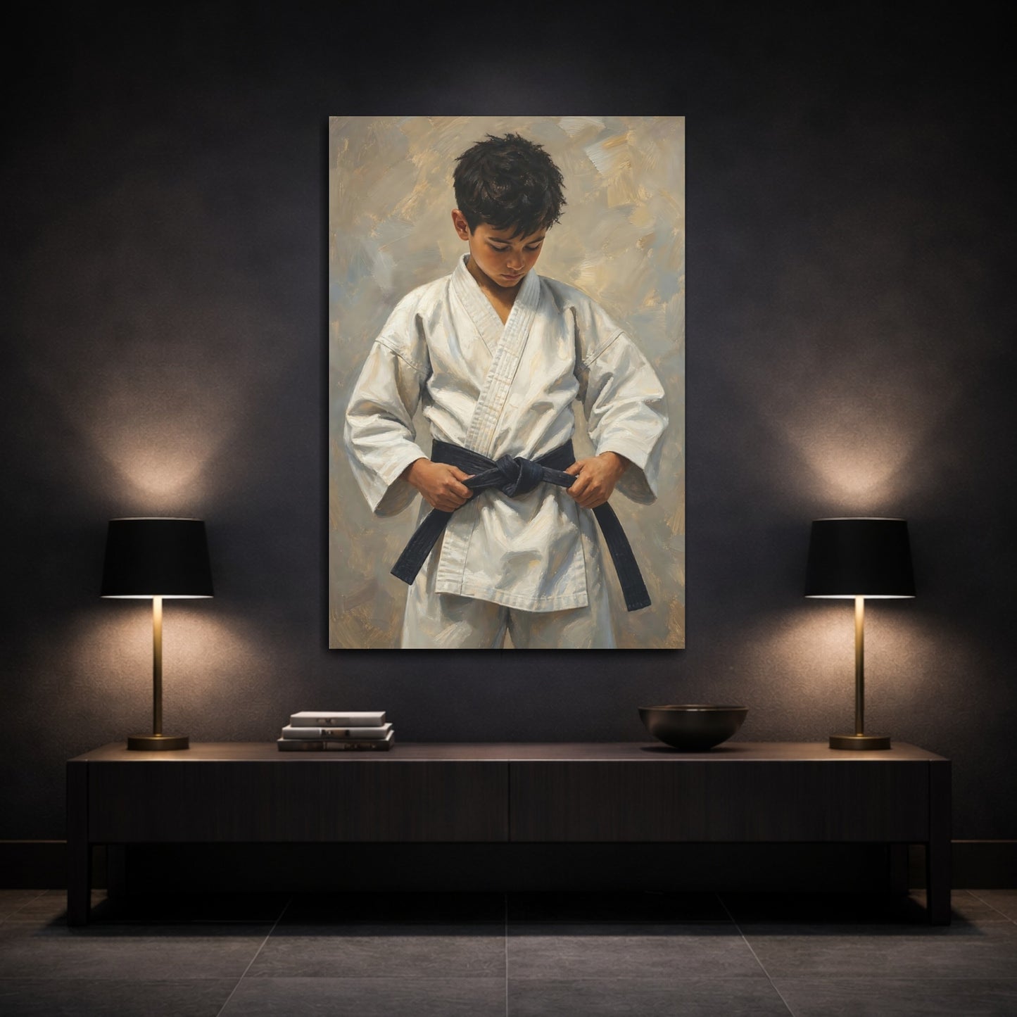 Mockup 3. Young Karate Student shown as canvas print