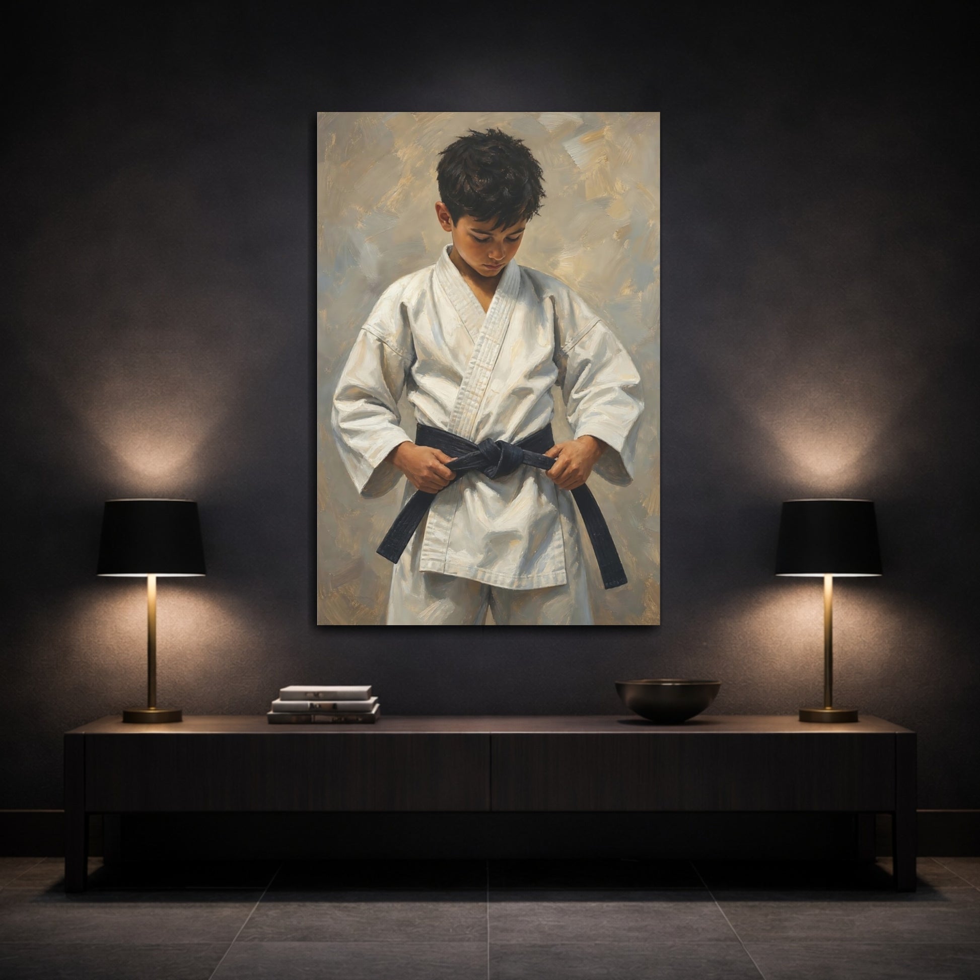 Mockup 3. Young Karate Student shown as canvas print