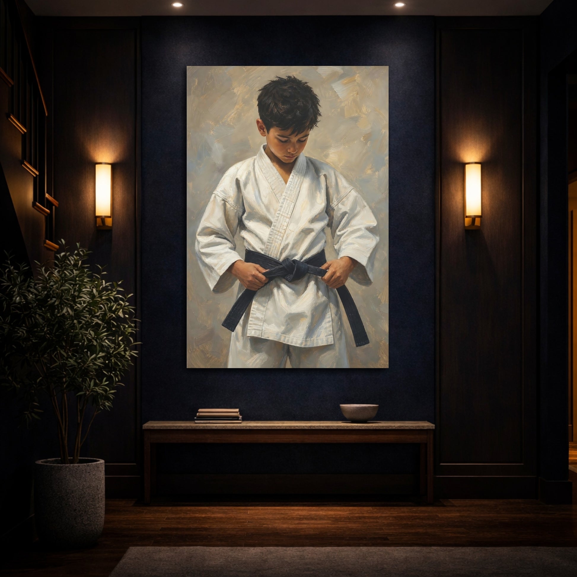 Mockup 4. Young Karate Student shown as canvas print
