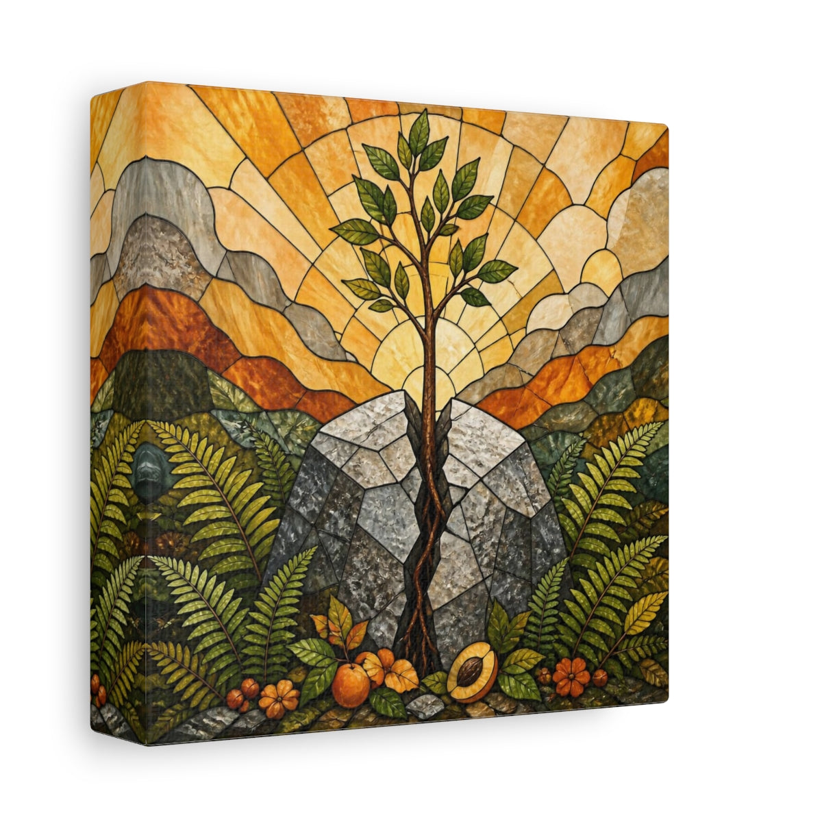 Side Mockup 2. Young Tree Motivation shown as canvas print