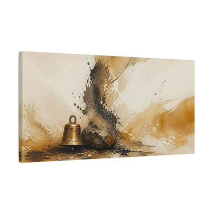 Side Mockup 1. Zen Bell And Stone shown as canvas print