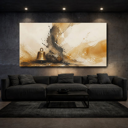Mockup 3. Zen Bell And Stone shown as canvas print
