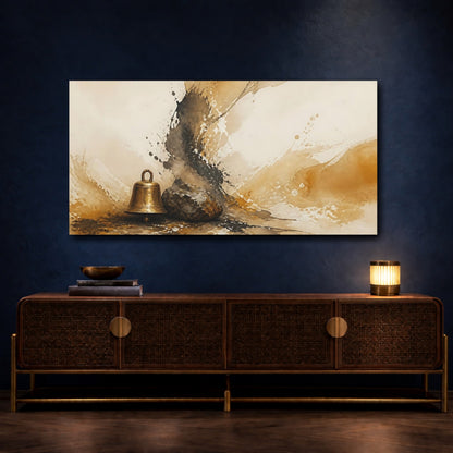 Mockup 4. Zen Bell And Stone shown as canvas print