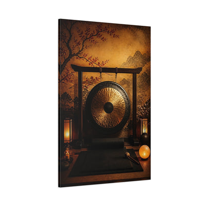 Side Mockup 1. Zen Golden Gong shown as canvas print
