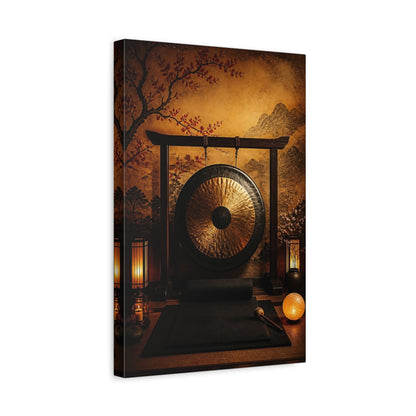 Side Mockup 4. Zen Golden Gong shown as canvas print