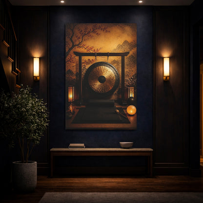 Mockup 4. Zen Golden Gong shown as canvas print