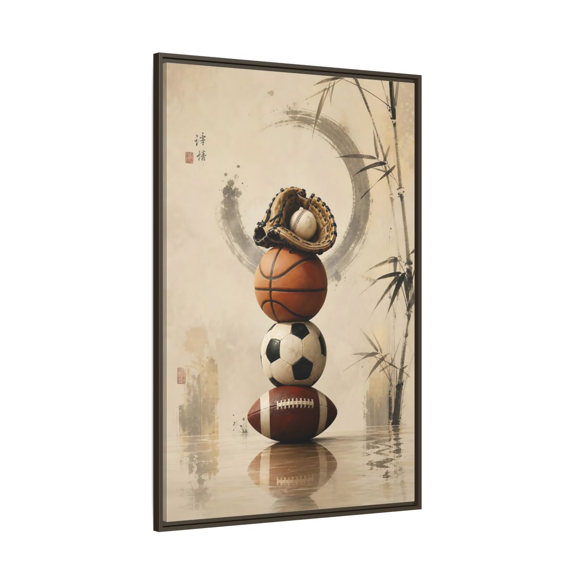 Side Mockup 8. Zen Sports Stack shown as framed canvas print