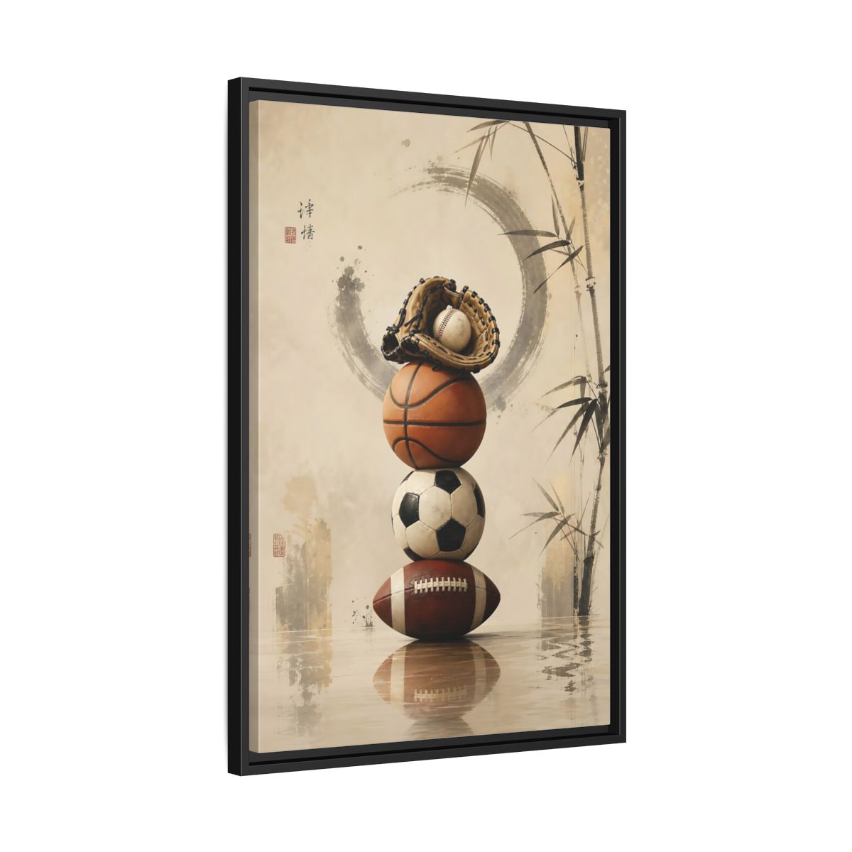 Side Mockup 14. Zen Sports Stack shown as framed canvas print