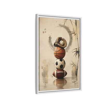 Side Mockup 1. Zen Sports Stack shown as framed canvas print