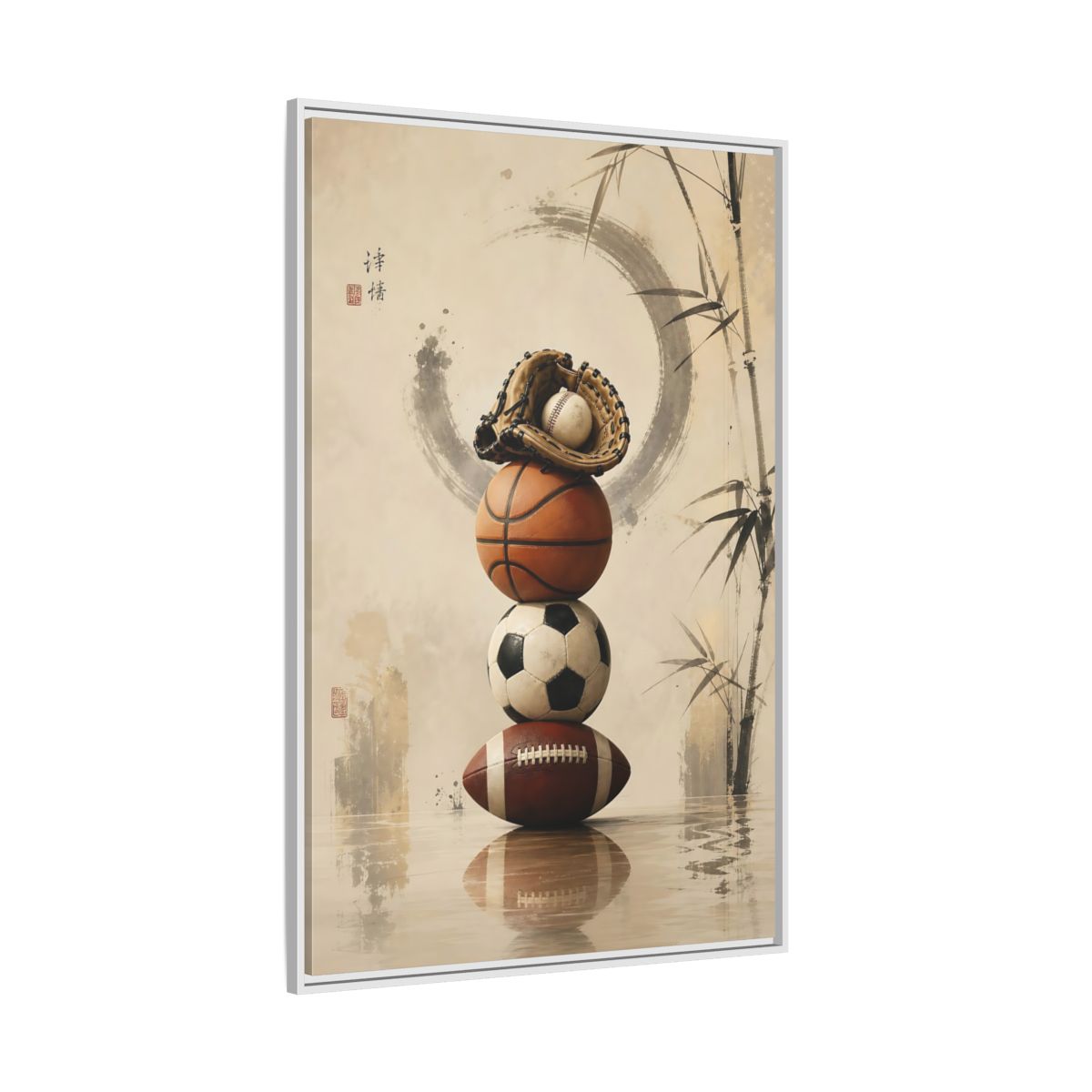 Side Mockup 7. Zen Sports Stack shown as framed canvas print