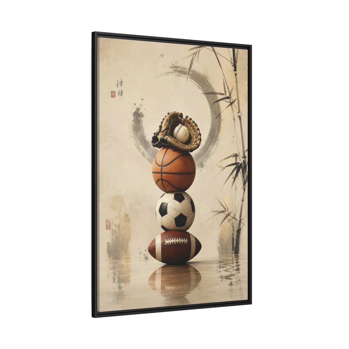 Side Mockup 12. Zen Sports Stack shown as framed canvas print