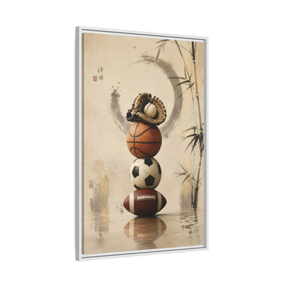Side Mockup 9. Zen Sports Stack shown as framed canvas print