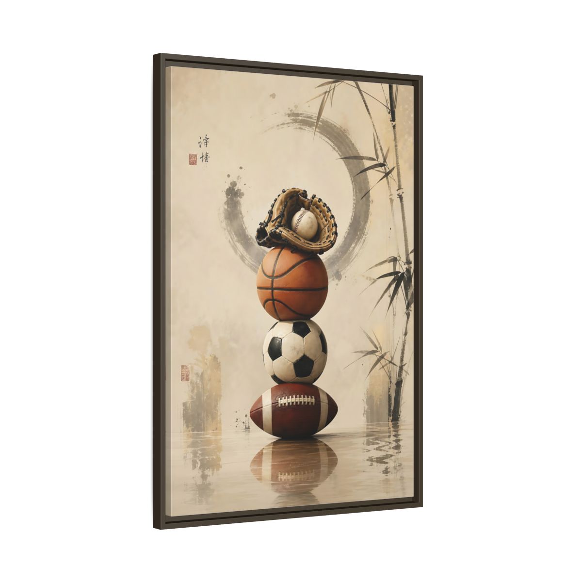 Main Mockup. Zen Sports Stack shown as framed canvas print