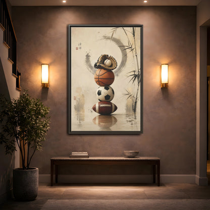Mockup 2. Zen Sports Stack shown as framed canvas print