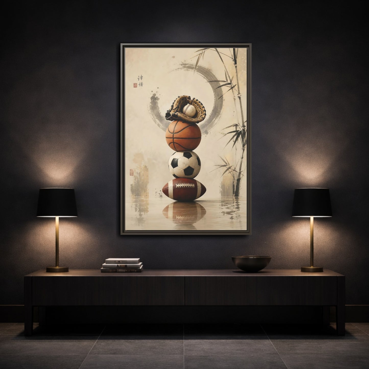 Mockup 3. Zen Sports Stack shown as framed canvas print