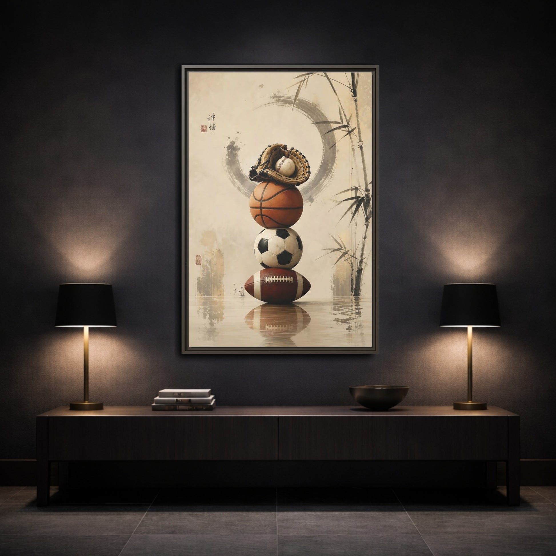 Mockup 3. Zen Sports Stack shown as framed canvas print