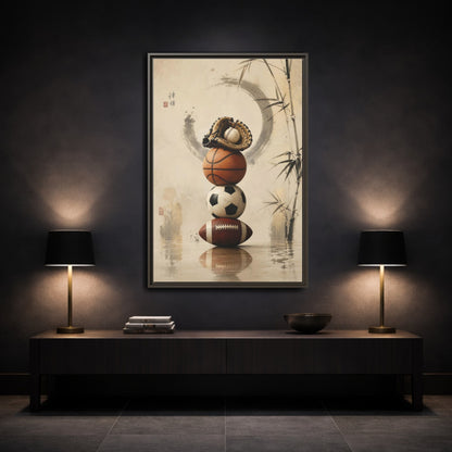 Mockup 3. Zen Sports Stack shown as framed canvas print