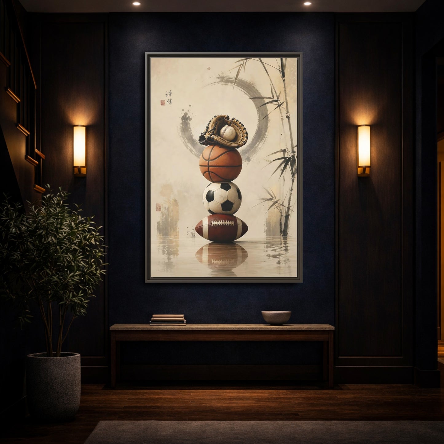 Mockup 4. Zen Sports Stack shown as framed canvas print