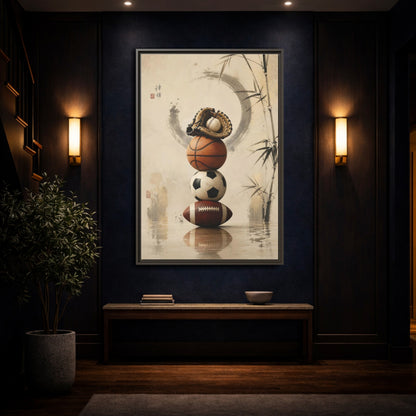Mockup 4. Zen Sports Stack shown as framed canvas print