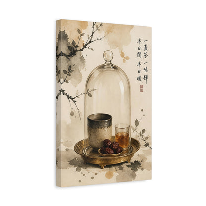 Side Mockup 4. Zen Tea Still Life shown as canvas print