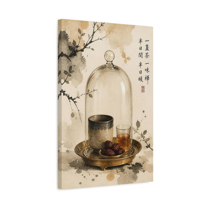 Side Mockup 3. Zen Tea Still Life shown as canvas print