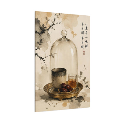 Side Mockup 1. Zen Tea Still Life shown as canvas print