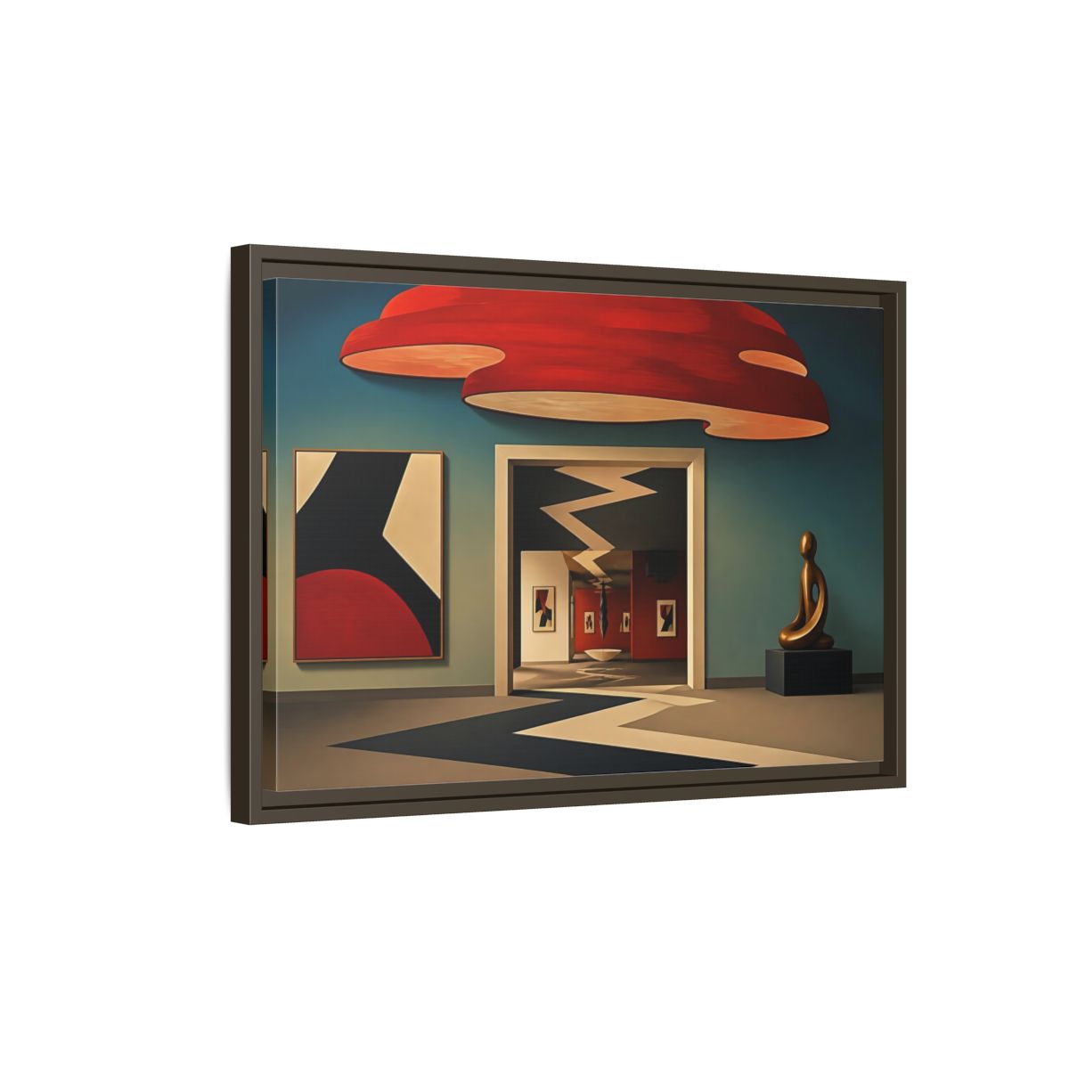 Side Mockup 2. Zigzag Gallery Doorway shown as framed canvas print